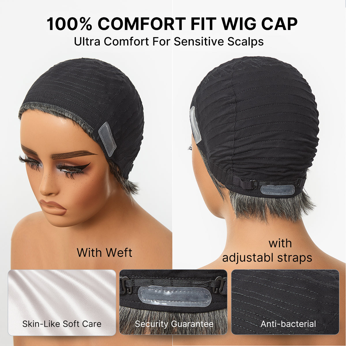 Throw On & Go Brown Highlight Short Curly with Bangs Wig Ultra Comfort Skin-Like Soft Care Glueless Hair Loss Friendly Wig