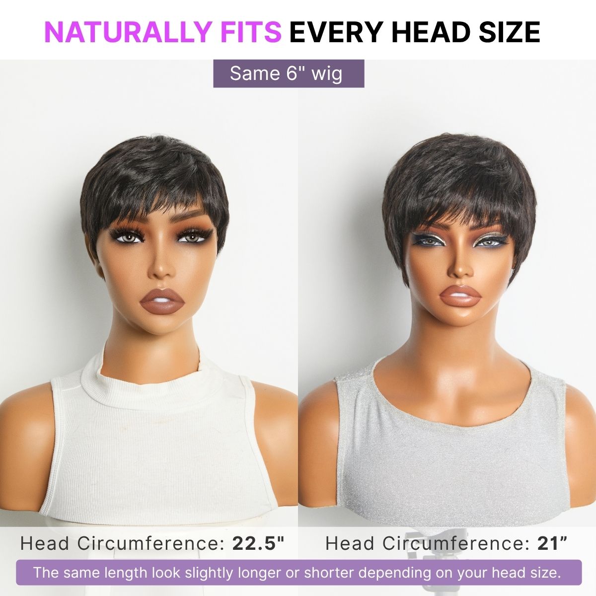 Throw On & Go Short Cut with Bangs Wig Ultra Comfort Skin-Like Soft Care Glueless Wig Hair Loss Friendly