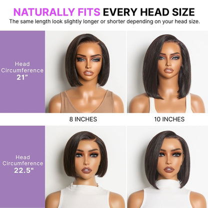 PreMax Wigs | Super Natural Hairline Silky Blunt Cut Bob Glueless 13x4 Frontal Lace Human Hair Short Wig Pre-Cut Lace