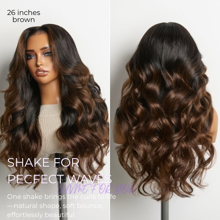 NatureMAX™ 200% Density Ombre Brown / Natural Black Loose Wave Glueless 13x6 / 13x4 HD Lace Front Wig Human Hair Pre-Cut Lace Flexi-Fit Drawstring Cap