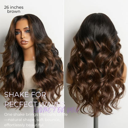 NatureMAX™ 200% Density Ombre Brown / Natural Black Loose Wave Glueless 13x6 / 13x4 HD Lace Front Wig Human Hair Pre-Cut Lace Flexi-Fit Drawstring Cap