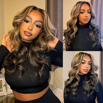 20 inch=$109 Balayage 1B/27 Highlight Body Wave Glueless Pre-Cut 8x5 HD Lace Closure Human Hair Wigs 180% Density
