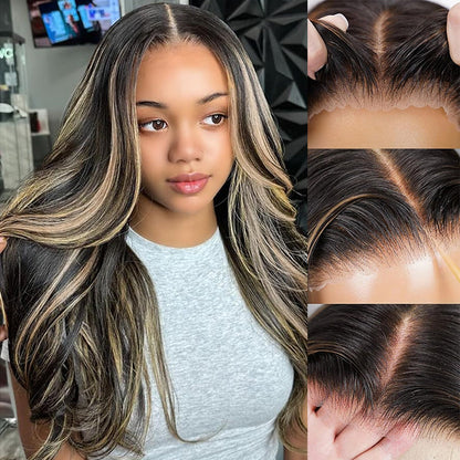 20 inch=$109 Balayage 1B/27 Highlight Body Wave Glueless Pre-Cut 8x5 HD Lace Closure Human Hair Wigs 180% Density