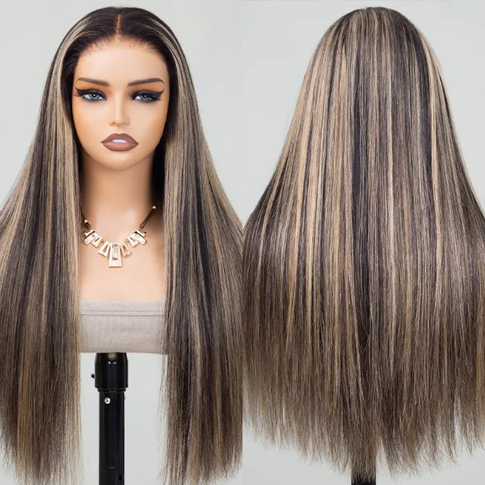 20 inch=$109 Balayage 1B/27 Highlight Body Wave Glueless Pre-Cut 8x5 HD Lace Closure Human Hair Wigs 180% Density