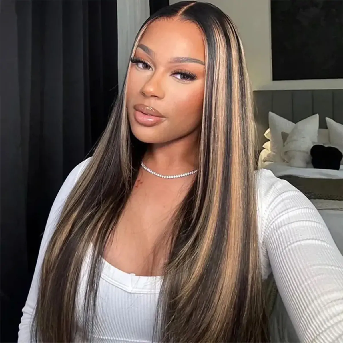 20 inch=$109 Balayage 1B/27 Highlight Body Wave Glueless Pre-Cut 8x5 HD Lace Closure Human Hair Wigs 180% Density