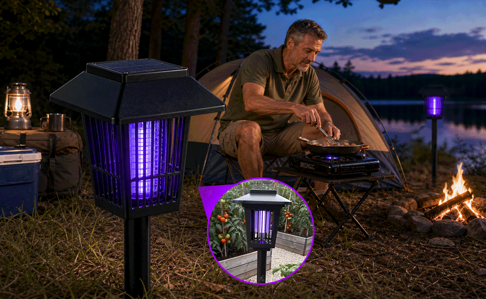 Advanced Solar-Powered UV Mosquito Zapper & Decorative Garden Stake Light