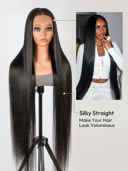 HD Lace Super Natural Hairline 28-40inch Silky Straight 13x6 Frontal Lace Wig Human Hair Pre-bleached