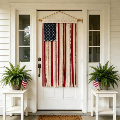 50% OFF🔥4 x 2.3 Ft Lighted Rag American Flag Banner🎆 USA 250th Celebration