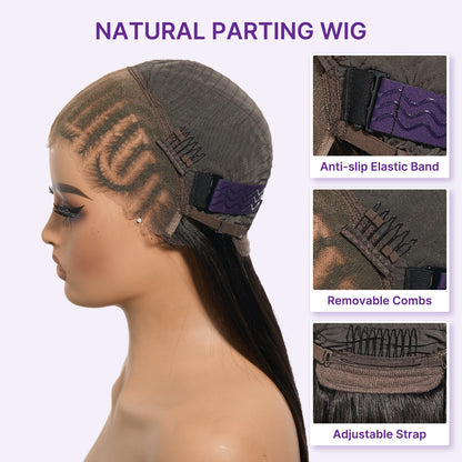 Readitress™ 180% Density Pre-Braided Silky Straight Human Hair Glueless Ear-to-Ear 13x4 Frontal Lace Wig Pre-Cut Lace