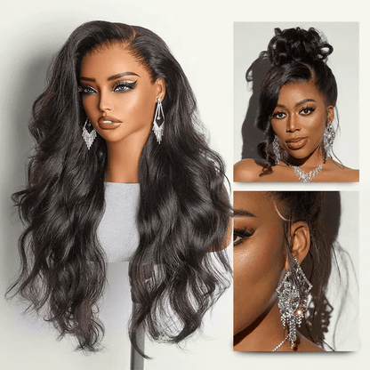 NatureMAX™ 200% Density Ombre Brown / Natural Black Loose Wave Glueless 13x6 / 13x4 HD Lace Front Wig Human Hair Pre-Cut Lace Flexi-Fit Drawstring Cap
