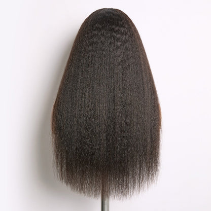 True Scalp Yaki Straight / Kinky Straight V Part Glueless Human Hair Wig Flexi-Fit Drawstring