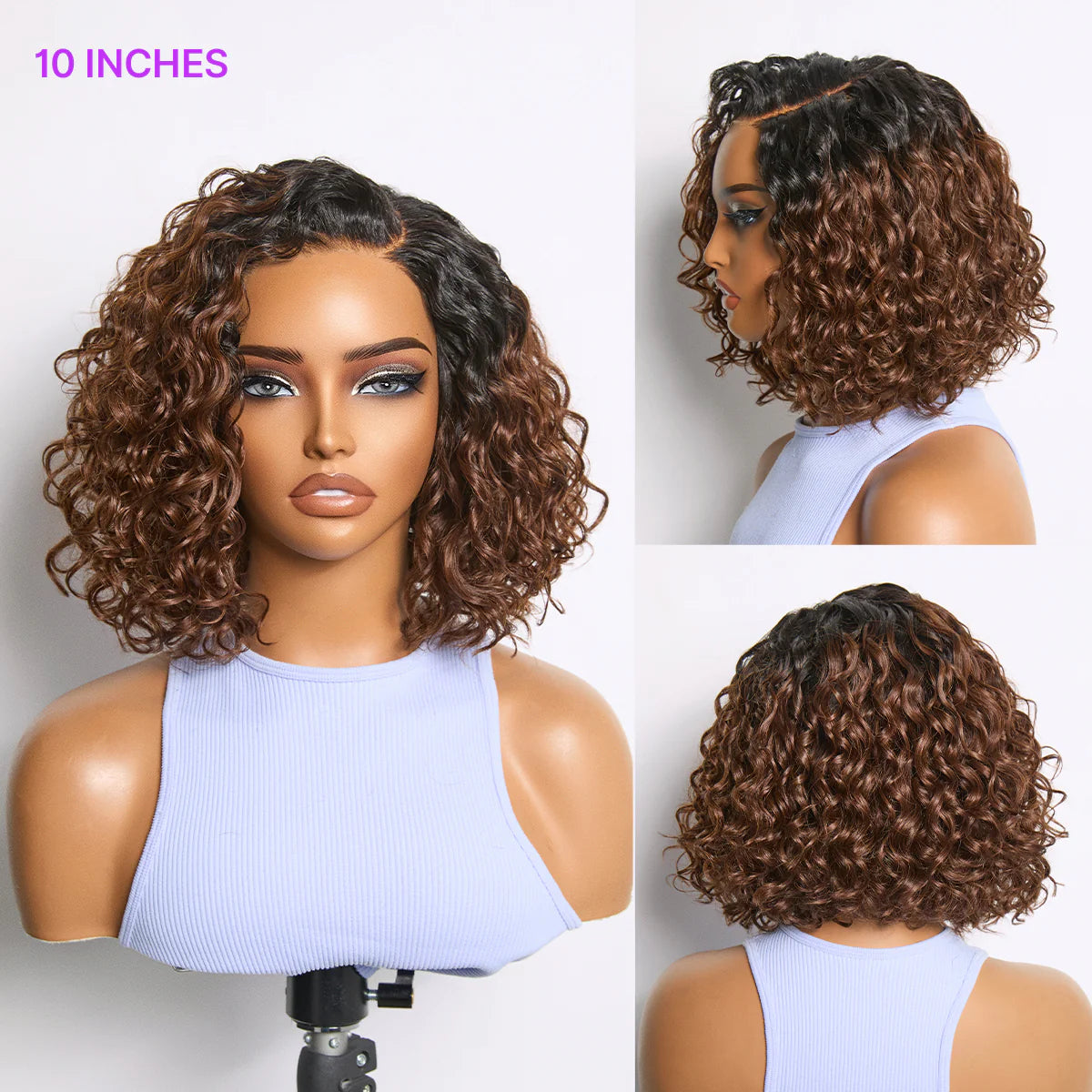Ready to Go Water Wave Short Curly Bob Wig Glueless Minimalist HD Lace Wig Pre-Cut Lace