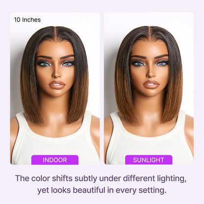 Luvme All-Day Comfort™ Wig Ombre Brown Silky Blunt Cut Bob Glueless 7x6 Closure HD Lace Wig Pre-Cut Lace