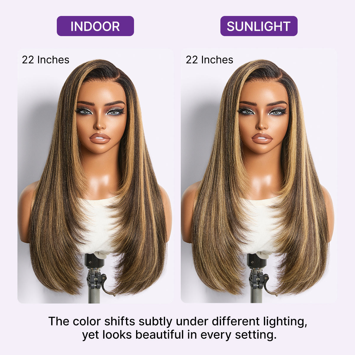 Luvme All-Day Comfort Wig 180% Density Blonde Highlight Butterfly Cut Layered Light Yaki Straight Glueless 7x6 Closure HD Lace Wig Pre-Cut Lace