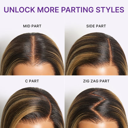 Luvme All-Day Comfort Wig 180% Density Blonde Highlight Butterfly Cut Layered Light Yaki Straight Glueless 7x6 Closure HD Lace Wig Pre-Cut Lace