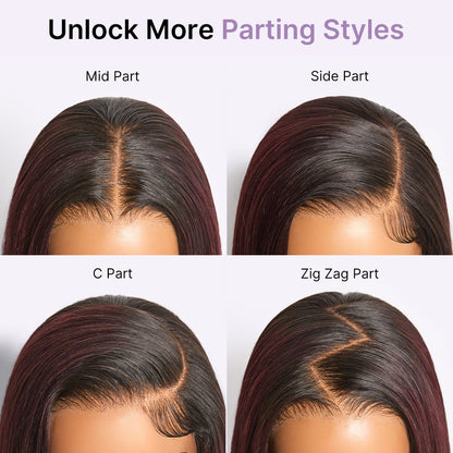 Luvme All-Day Comfort Wig 180% Density Rich Dark Plum Bone Straight with Baby Hair PartingMax Glueless 7x6 Closure HD Lace Wig Pre-Cut Lace