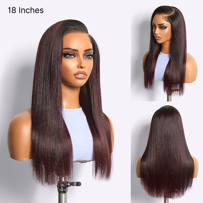 Luvme All-Day Comfort Wig 180% Density Rich Dark Plum Bone Straight with Baby Hair PartingMax Glueless 7x6 Closure HD Lace Wig Pre-Cut Lace