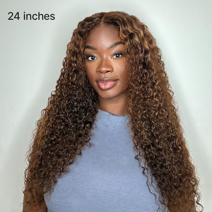 Luvme All-Day Comfort™ Wig PartingMax Brown Highlights Funmi Curly 7x6 Closure HD Lace Glueless Wig Pre Cut Lace