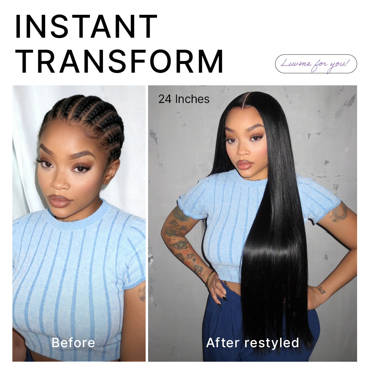 US Only | Luvme All-Day Comfort™ Wig 180% / 250% Density Bone Straight with Baby Hair PartingMax Glueless 7x6 Closure HD Lace Wig Pre-Cut Lace