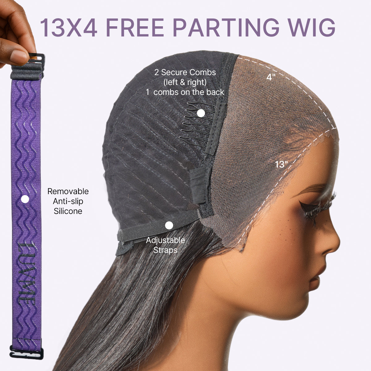 PreMax Wigs | Super Natural Hairline Silky Straight Glueless 13x4 Frontal Lace Wig Human Hair Pre-Cut Lace