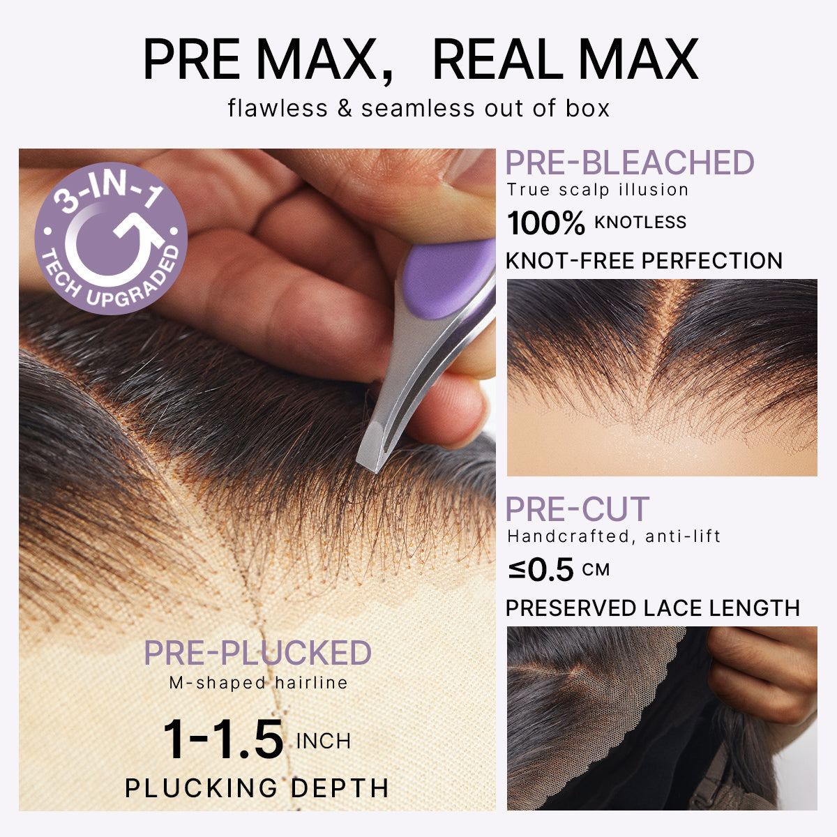 PreMax Wigs | Super Natural Hairline Silky Straight Glueless 13x4 Frontal Lace Wig Human Hair Pre-Cut Lace