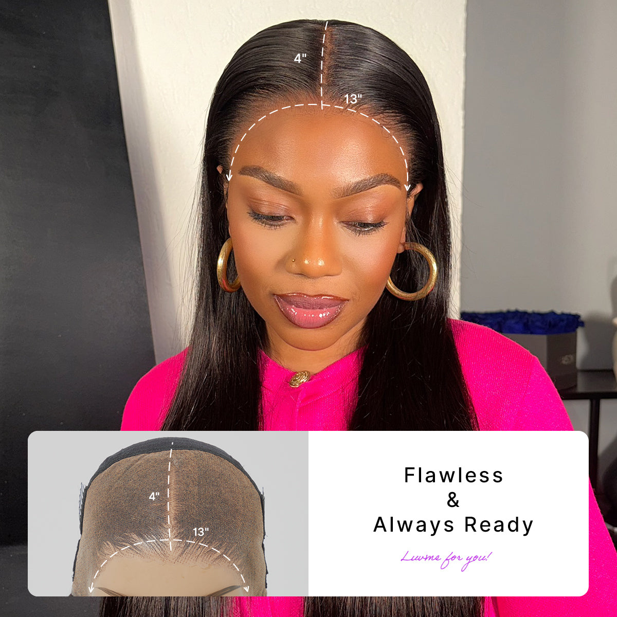 PreMax Wigs | Super Natural Hairline Silky Straight Glueless 13x4 Frontal Lace Wig Human Hair Pre-Cut Lace
