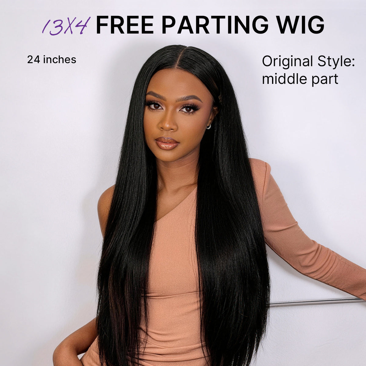 PreMax Wigs | Super Natural Hairline Silky Straight Glueless 13x4 Frontal Lace Wig Human Hair Pre-Cut Lace