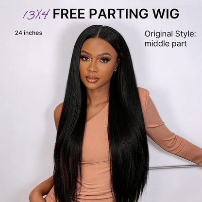 PreMax Wigs | Super Natural Hairline Silky Straight Glueless 13x4 Frontal Lace Wig Human Hair Pre-Cut Lace