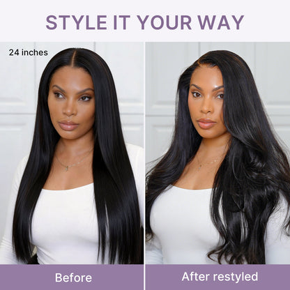 PreMax Wigs | Super Natural Hairline Silky Straight Glueless 13x4 Frontal Lace Wig Human Hair Pre-Cut Lace