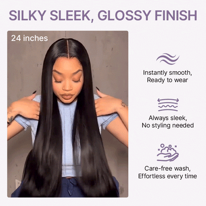 PreMax Wigs | Super Natural Hairline Silky Straight Glueless 13x4 Frontal Lace Wig Human Hair Pre-Cut Lace