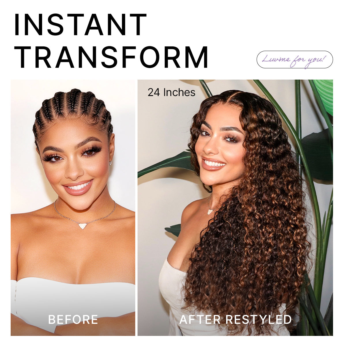 Luvme All-Day Comfort™ Wig PartingMax Brown Highlights Funmi Curly 7x6 Closure HD Lace Glueless Wig Pre Cut Lace