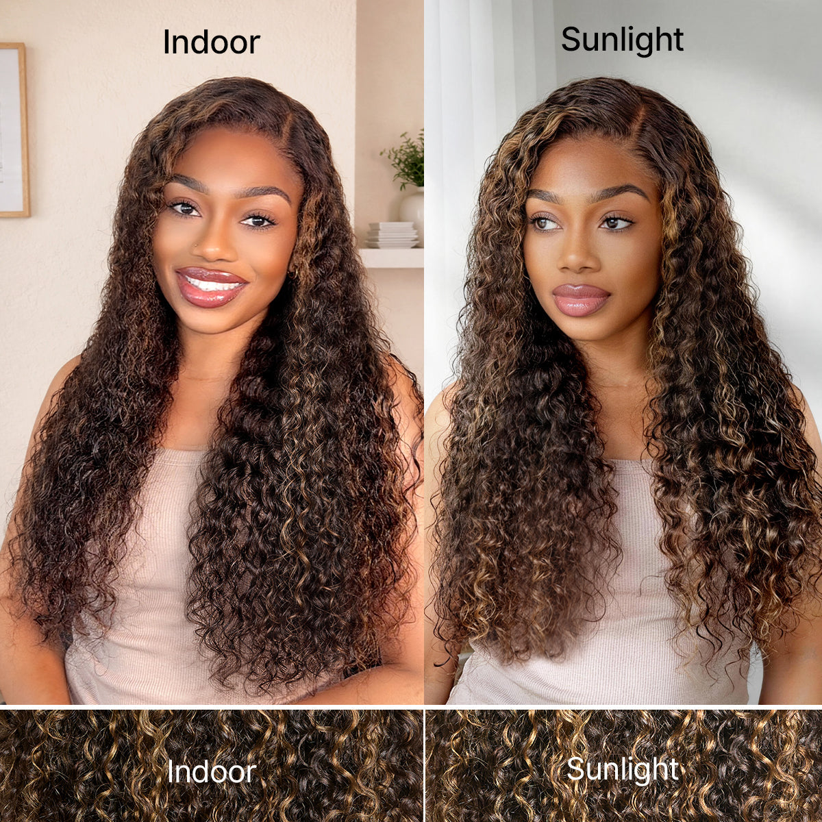 Luvme All-Day Comfort™ Wig PartingMax Brown Highlights Funmi Curly 7x6 Closure HD Lace Glueless Wig Pre Cut Lace