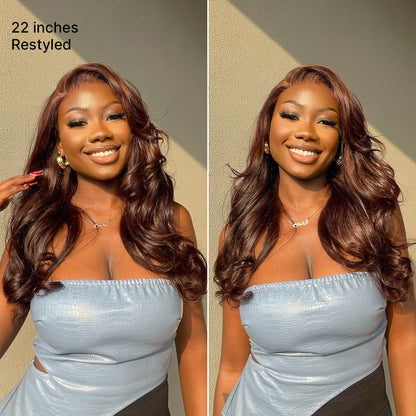 Rich Chocolate Brown Silky Straight 180% Density Glueless 13x4 Lace Frontal Wig Pre-Cut Lace