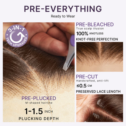 Rich Chocolate Brown Silky Straight 180% Density Glueless 13x4 Lace Frontal Wig Pre-Cut Lace