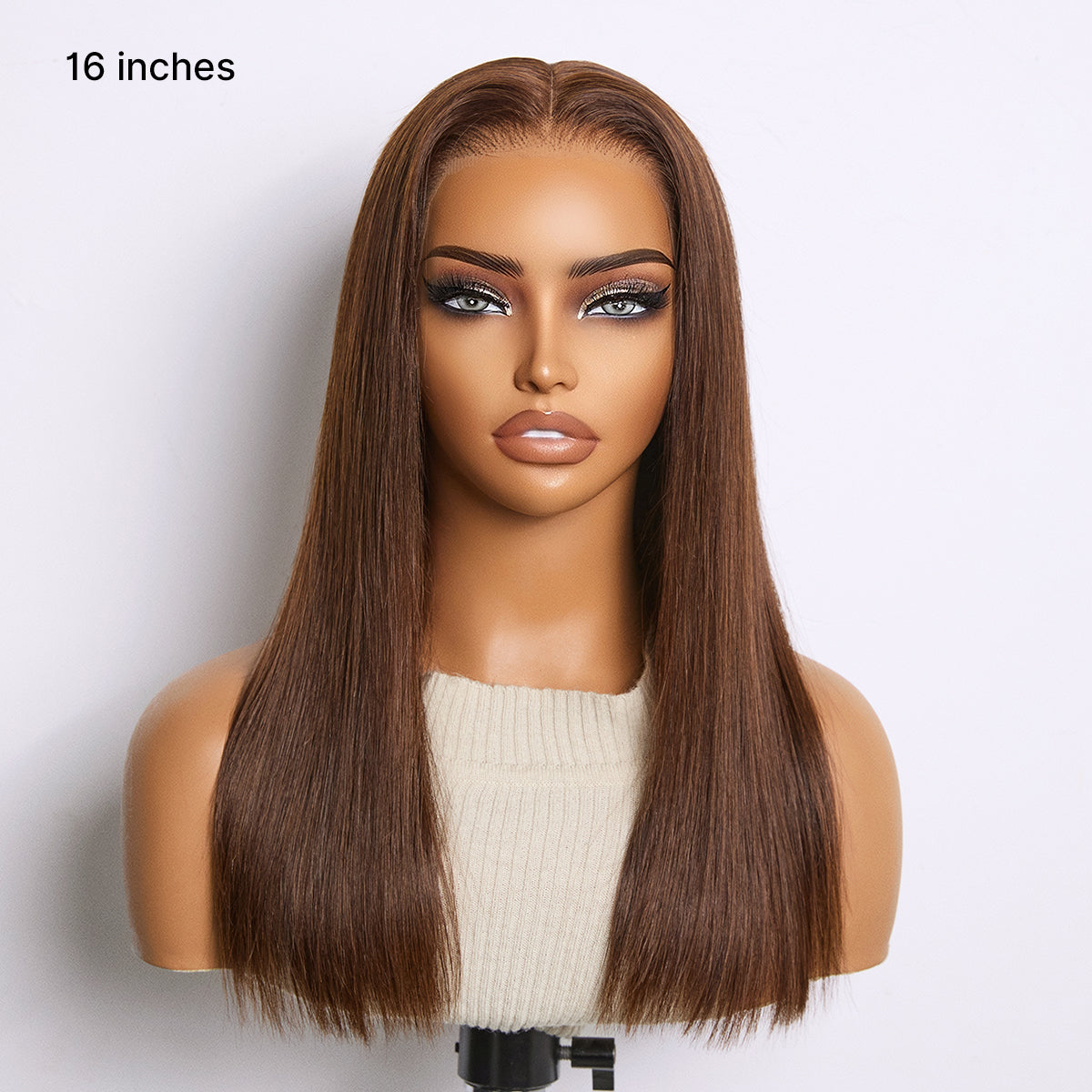 Rich Chocolate Brown Silky Straight 180% Density Glueless 13x4 Lace Frontal Wig Pre-Cut Lace