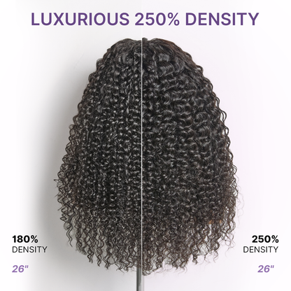 PreMax 180% / 250% Density Water Wave Glueless Flexi-Fit Drawstring 13x4 Frontal Lace Fluffy Curly Wig Pre-Cut Lace