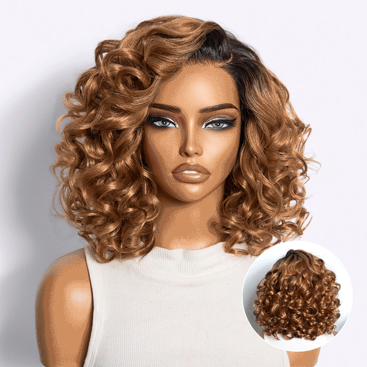 Dark Root Ombre Brown Mature Bouncy Loose Wave Glueless Minimalist HD Lace Wig Ready to Go