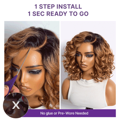 Dark Root Ombre Brown Mature Bouncy Loose Wave Glueless Minimalist HD Lace Wig Ready to Go