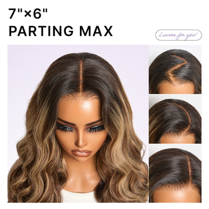 Luvme All-Day Comfort Wig 180% Density PartingMax Glueless 7x6 Closure HD Lace Blonde Highlight Loose Wave Wig Pre-Cut Lace