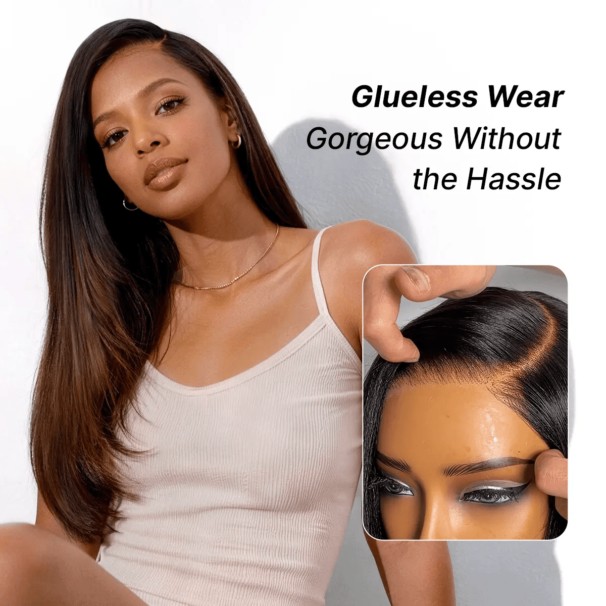 Luvme All-Day Comfort™ Wig 180% Density Ombre Brown Butterfly Cut Layered Light Yaki Straight Glueless 7x6 Closure HD Lace Human Hair Wig Pre-Cut Lace