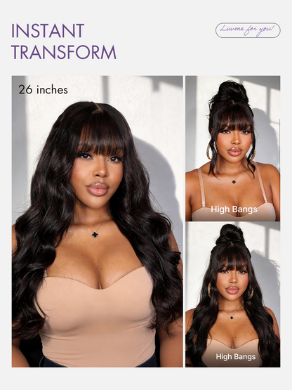 Luvme All-Day Comfort™ Wig 180% Density Loose Body Wave Glueless 7x6 Closure HD Lace Human Hair Wig with Bangs Pre-Cut Lace
