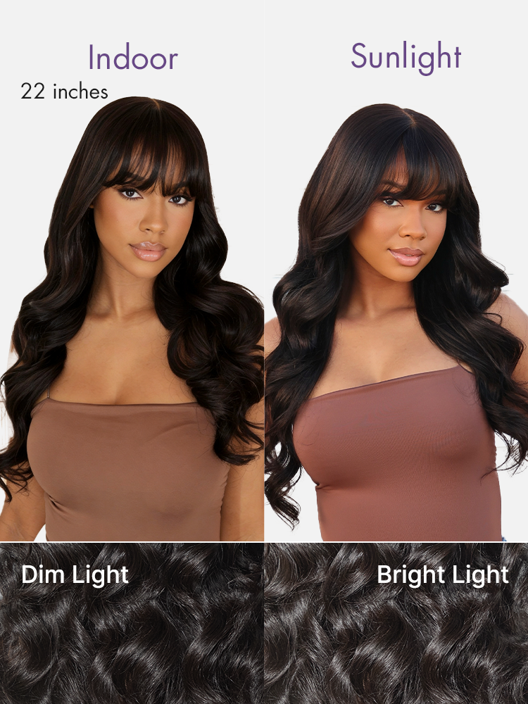 Luvme All-Day Comfort™ Wig 180% Density Loose Body Wave Glueless 7x6 Closure HD Lace Human Hair Wig with Bangs Pre-Cut Lace