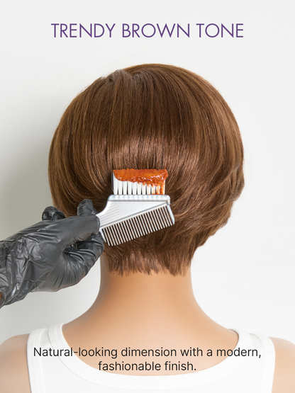 Chestnut Brown Elegant Glueless Minimalist HD Lace Short Pixie Cut Wig with Bangs
