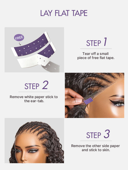 Readitress™ Knotless Fulani Braids Deep Wave Glueless Ear-to-ear 13x4 Frontal HD Lace Wig Human Hair
