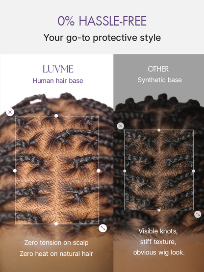 OwnScalp™ French Curl Knotless Boho Braids HD Full Lace Long Wig Flexi Fit Invisi Drawstring Cap - US Only