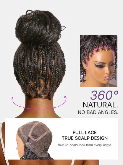 OwnScalp™ French Curl Knotless Boho Braids HD Full Lace Long Wig Flexi Fit Invisi Drawstring Cap - US Only