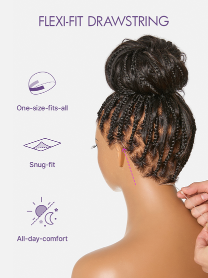 OwnScalp™ French Curl Knotless Boho Braids HD Full Lace Long Wig Flexi Fit Invisi Drawstring Cap - US Only