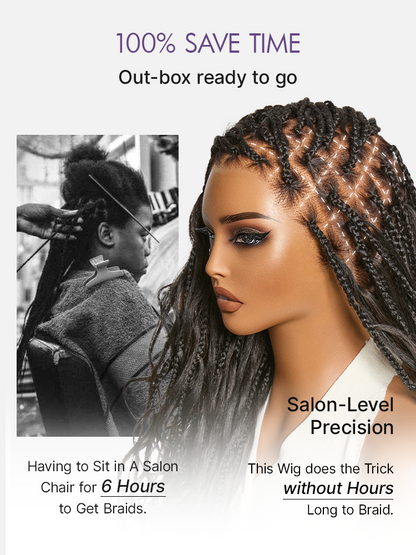 OwnScalp™ French Curl Knotless Boho Braids HD Full Lace Long Wig Flexi Fit Invisi Drawstring Cap - US Only