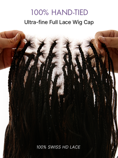 OwnScalp™ French Curl Knotless Boho Braids HD Full Lace Long Wig Flexi Fit Invisi Drawstring Cap - US Only