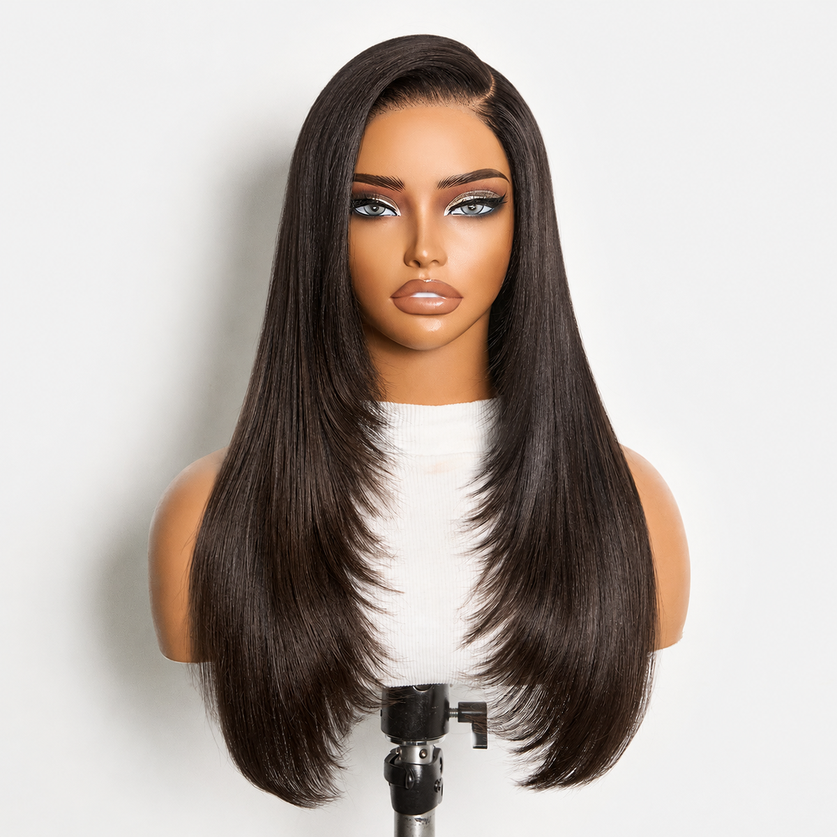 Luvme All-Day Comfort™ Wig 180% Density Butterfly Cut Layered Light Yaki Straight Glueless 7x6 Closure HD Lace Human Hair Wig Pre-Cut Lace